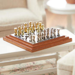 Miniature Walnut Chess Board Set