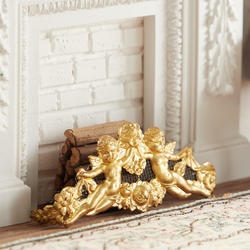 Dollhouse Miniature Brass Cherubs Fireplace Screen