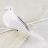 White Artificial Velvet Dove with Clip