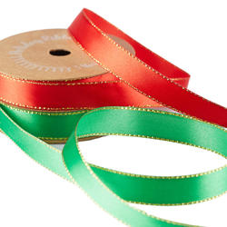 Christmas Red and Green Satin Ribbon Set