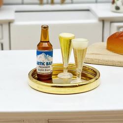 Dollhouse Miniature Beer and Pilsner Glasses Tray Set