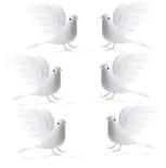 White Flocked Artificial Dove Birds
