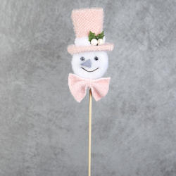 Pink Hat Snowman Pick