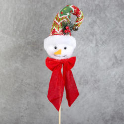 Snowman with Red and Green Hat Pick