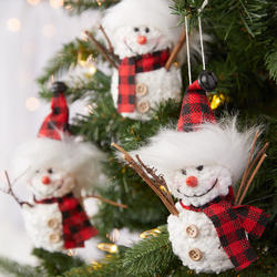 Red Pointed Hat Snowmen Ornament Set