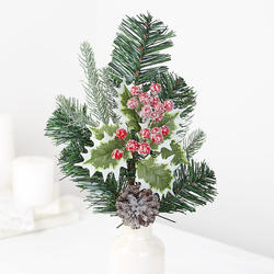 Snowy Artificial Pine and Berries Spray