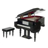 Miniature Black Grand Piano with Case