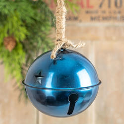 Shiny Blue Jingle Bell Ornament