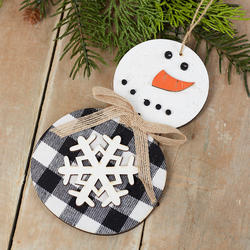 Black and White Check Snowman Ornament