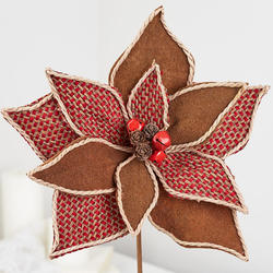 Mixed Material Artificial Red Poinsettia Pick
