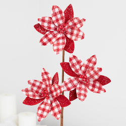 Red and White Artificial Poinsettia Spray