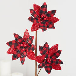 Red and Black Artificial Poinsettia Spray