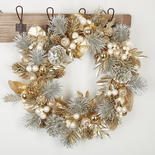 Gold White and Silver Metallic Christmas Wreath