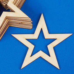 Unfinished Open Star Wood Cutouts