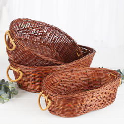 Brown Oblong Wicker Basket Set