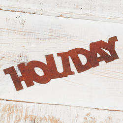 Rusty Tin "Holiday" Word Cutout