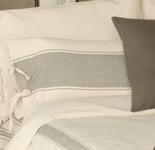 Cream and Pewter Grain Sack Stripe Lumbar Pillow Cover