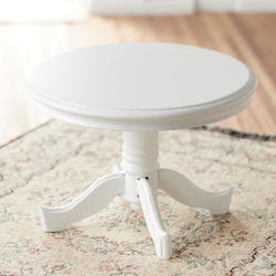 Dollhouse Miniature White Round Kitchen Table