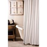 Pewter Grey and Cream Grain Sack Stripe Shower Curtain