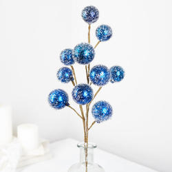 Artificial Frosted Blue Ornaments Spray