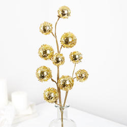 Artificial Iced Gold Ornaments Spray