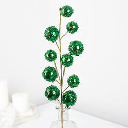Artificial Iced Green Ornaments Spray