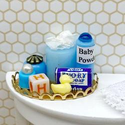 Dollhouse Miniature Blue Baby Bath Tray
