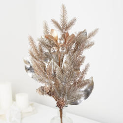 Champagne Artificial Magnolia Leaf and Pine Spray
