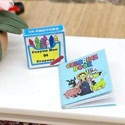 Dollhouse Miniature Farm Coloring Book with Crayon Box