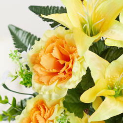 Yellow Artificial Cabbage Rose and Lily Half Bush