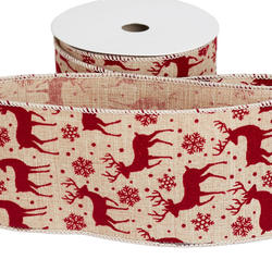 Reindeer and Snowflake Wired Edge Ribbon