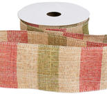 Red and Green Faux Burlap Wired Edge Ribbon