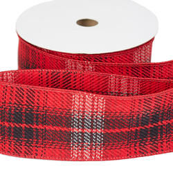 Red and Black Plaid Faux Jute Wired Ribbon