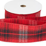Red and Black Plaid Faux Jute Wired Ribbon
