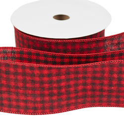 Red and Black Plaid Wired Edge Ribbon