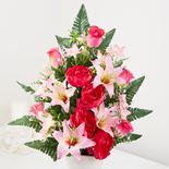 Pink Artificial Peony and Lily Half Bush