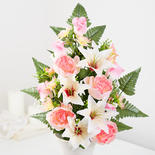 Pink and Cream Artificial Peony and Lily Half Bush