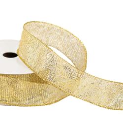 Metallic Gold Mesh Wired Ribbon
