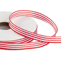 Red and White Wired Ribbon