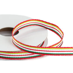 Red Green and White Wired Ribbon
