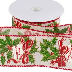 Holly and Bows Wired Ribbon