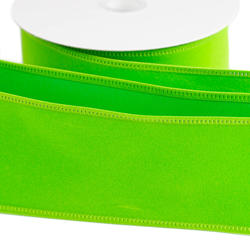 Apple Green Velveteen Wired-Edge Ribbon