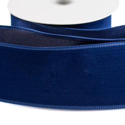 Navy Blue Velveteen Wired-Edge Ribbon