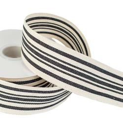 Canvas Black Stripes Wired Edge Ribbon