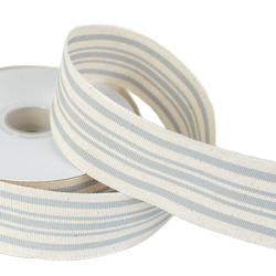 Canvas Gray Stripes Wired Edge Ribbon