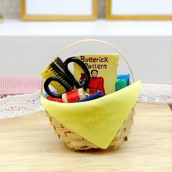 Dollhouse Miniature Sewing Supply Basket