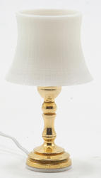 Dollhouse Miniature 12V White Shade Table Lamp