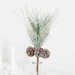 Green Artificial Long Needle Pine and Cones Pick