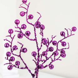 Purple Glittered Artificial Berry Spray