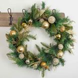 Gold Ornaments Artificial Mixed Pine Wreath